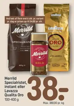 REMA 1000 Merrild Specialistet, instant eller Lavazza Qualita Oro tilbud