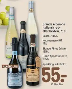 REMA 1000 Grande Alberone italiensk rød- eller hvidvin tilbud