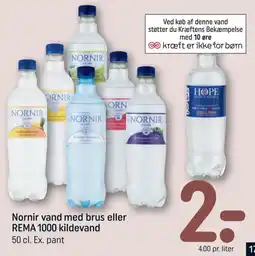 REMA 1000 Nornir vand med brus eller REMA 1000 kildevand tilbud