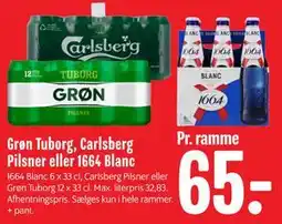 Min Købmand Grøn Tuborg, Carlsberg Pilsner eller 1664 Blanc tilbud