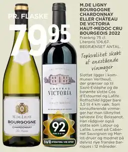 MENY M.DE LIGNY BOURGOGNE CHARDONNAY ELLER CHÂTEAU DE VICTORIA HAUT-MEDOC CRU BOURGEOIS 2022 tilbud