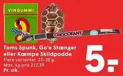SPAR Toms Spunk, Go’e Stænger eller Kæmpe Skildpadde tilbud