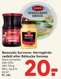 SPAR Beauvais Survarer, Herregårdsrødkål eller Bähncke Sennep tilbud