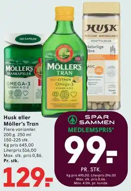 SPAR Husk eller Möller’s Tran tilbud