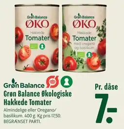 Min Købmand Grøn Balance Økologiske Hakkede Tomater tilbud