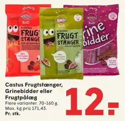 SPAR Castus Frugtstænger, Grinebidder eller Frugtpålæg tilbud