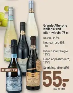 REMA 1000 Grande Alberone Italiensk rød- eller hvidvin, 75 cl tilbud
