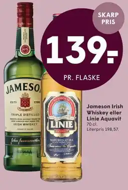 SPAR Jameson Irish Whiskey eller Linie Aquavit tilbud