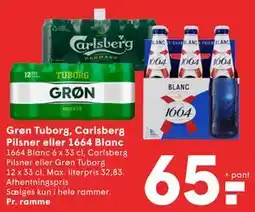 SPAR Grøn Tuborg, Carlsberg Pilsner eller 1664 Blanc tilbud