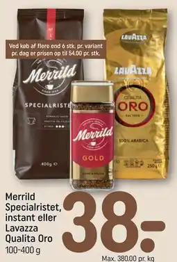 REMA 1000 Merrild Specialristet, instant eller Lavazza Qualita Oro tilbud
