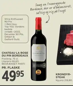 MENY CHATEAU LA ROSE DU PIN BORDEAUX tilbud