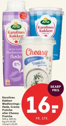 SPAR Karolines Køkken Madlavningsfløde, Creme Fraiche eller Cheasy Fraiche tilbud