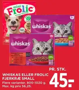 MENY WHISKAS ELLER FROLIC FJERKRÆ SMALL tilbud