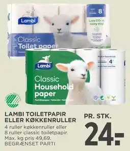 MENY LAMBI TOILETPAPIR ELLER KØKKENRULLER tilbud