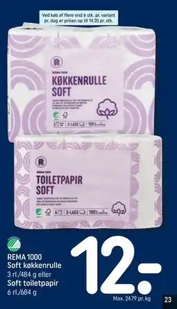 REMA 1000 REMA 1000 Soft køkkenrulle eller Soft toiletpapir tilbud