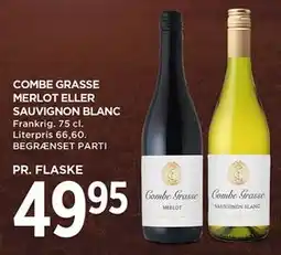 MENY COMBE GRASSE MERLOT ELLER SAUVIGNON BLANC tilbud
