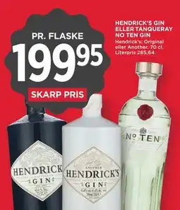 MENY HENDRICK’S GIN ELLER TANQUERAY NO TEN GIN tilbud