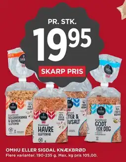 MENY OMHU ELLER SIGDAL KNÆKBRØD tilbud