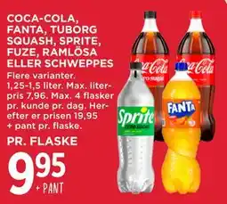 MENY COCA-COLA, FANTA, TUBORG SQUASH, SPRITE, FUZE, RAMLÖSA ELLER SCHWEPPES tilbud