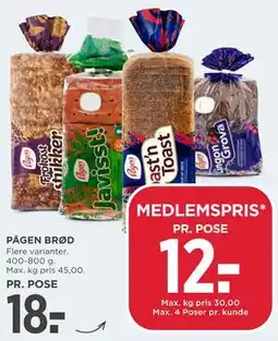MENY PÅGEN BRØD tilbud