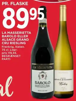 MENY LA MASSERIETTA BAROLO ELLER ALSACE GRAND CRU RIESLING tilbud