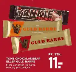 MENY TOMS CHOKOLADEBAR ELLER GULD BARRE tilbud