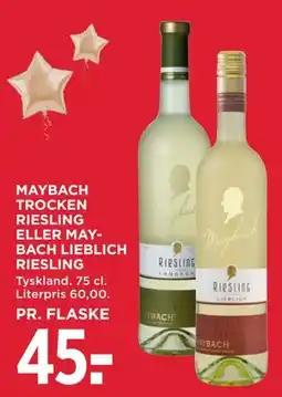 MENY MAYBACH TROCKEN RIESLING ELLER MAYBACH LIEBLICH RIESLING tilbud