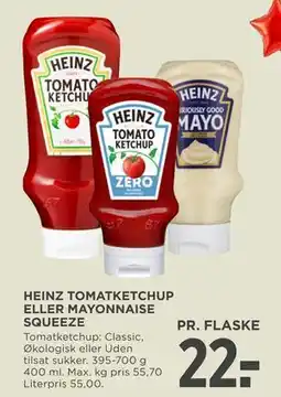 MENY HEINZ TOMATKETCHUP ELLER MAYONNAISE SQUEEZE tilbud