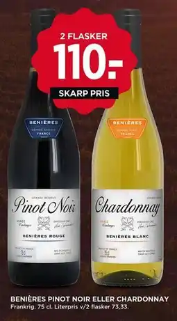 MENY BENIÈRES PINOT NOIR ELLER CHARDONNAY tilbud