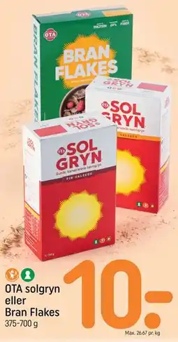 REMA 1000 OTA solgryn eller Bran Flakes tilbud
