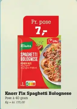 Poetzsch Padborg Knorr Fix Spaghetti Bolognese tilbud