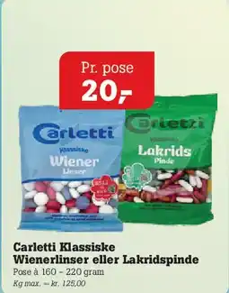 Poetzsch Padborg Carletti Klassiske Wienerlinser eller Lakridspinde tilbud