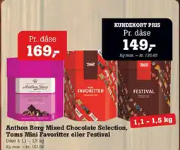 Poetzsch Padborg Anthon Berg Mixed Chocolate Selection / Toms Mini Favoritter / Toms Festival tilbud
