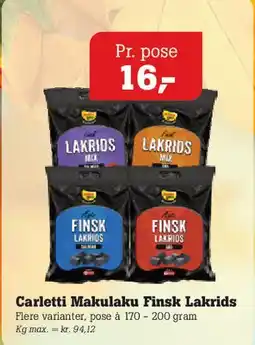 Poetzsch Padborg Carletti Makulaku Finsk Lakrids tilbud