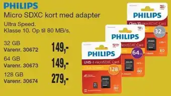 Philips micro sdxc kort med adapter