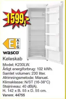 Harald Nyborg Wasco Køleskab tilbud