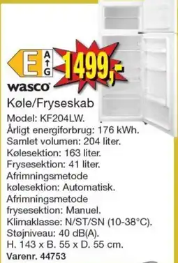 Harald Nyborg Wasco Køle/Fryseskab tilbud