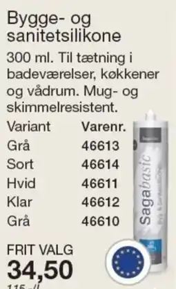 Harald Nyborg Sagabasic bygge- og sanitetssilikone tilbud