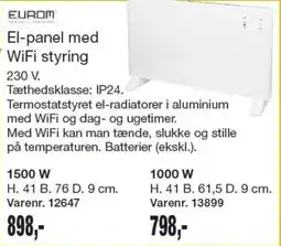 Harald Nyborg Eurom El-panel med WiFi styring tilbud