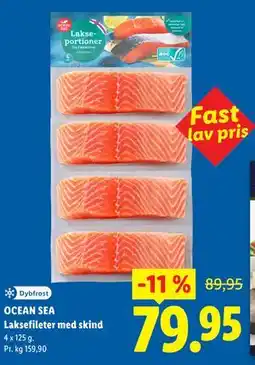 Lidl OCEAN SEA Laksefileter med skind tilbud