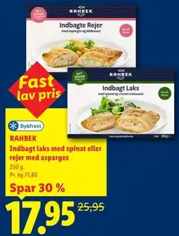 Lidl RAHBEK Indbagt laks med spinat eller rejer med asparges tilbud
