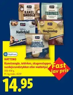 Lidl HATTING Kanelsnegle, tebirkes, skagenslapper, surdejsrundstykker eller møllehjul tilbud
