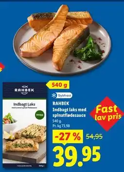 Lidl RAHBEK Indbagt laks med spinatflødesauce tilbud