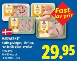 Lidl MADVÆRKET Kyllingevinger, -lårfilet, -underlår eller -overlår med ryg tilbud