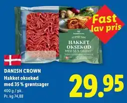 Lidl DANISH CROWN Hakket oksekød med 35 % grøntsager tilbud