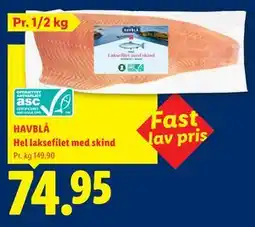 Lidl HAVBLÅ Hel laksefilet med skind tilbud
