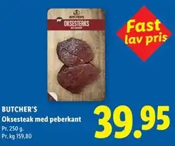 Lidl BUTCHER’S Oksesteak med peberkant tilbud