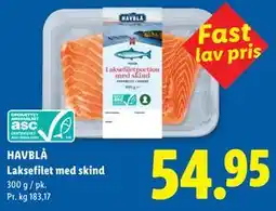 Lidl HAVBLÅ Laksefilet med skind tilbud
