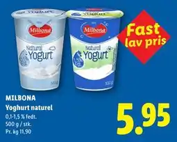 Lidl MILBONA Yoghurt naturel tilbud
