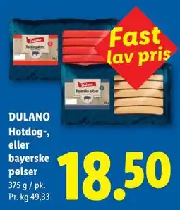Lidl DULANO Hotdog-, eller bayerske pølser tilbud